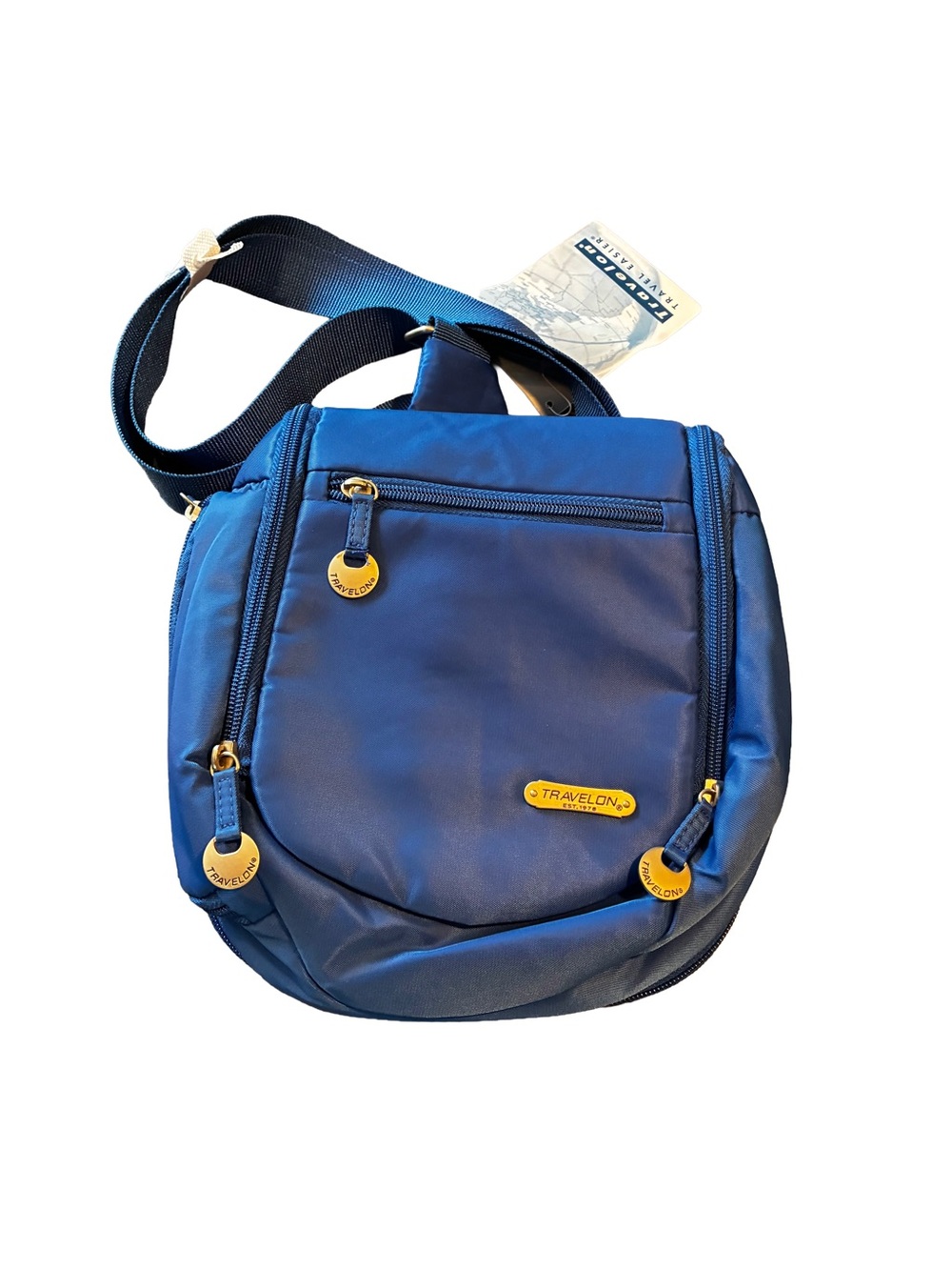 Travelon Anti-Theft Crossbody Bag Midnight Blue Gold NWT RFID